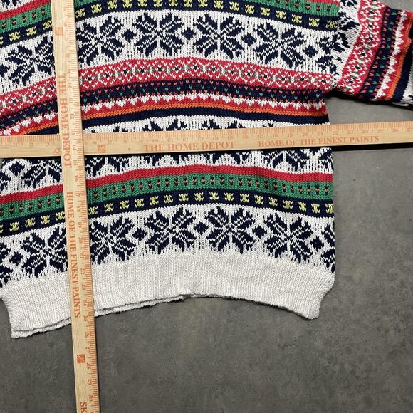 Aerie Sweater Womens Small White Navy Fair Isle Snowflake Crewneck Pullover - Picture 2 of 4
